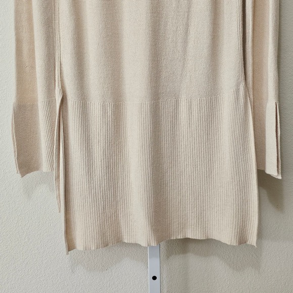 FREE PEOPLE Women's Criss Cross Pull-Over Cream Long Slit Tunic Sweater Sz L - Picture 8 of 14